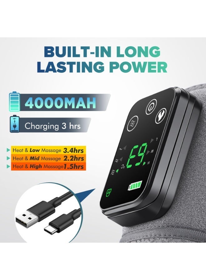 جهاز تدليك مع تدفئة، وسادة تدفئة لاسلكية للركبة مع جهاز تدليك، 3 مستويات تدفئة و 3 مستويات اهتزاز، وسادة تدفئة للركبة، لفافة لتخفيف آلام الركبة، الكتف والكوع، قابلة للتعديل لراحة المفاصل - Image 3